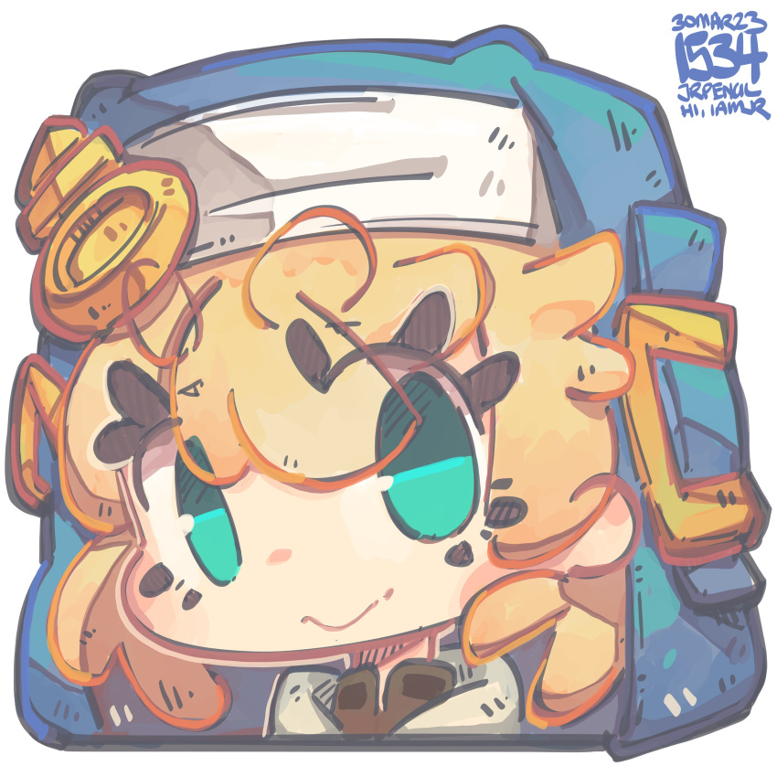 1girl, absurdres, androgyne_symbol, aqua_eyes, blonde_hair, bridget_(guilty_gear), female_focus, guilty_gear