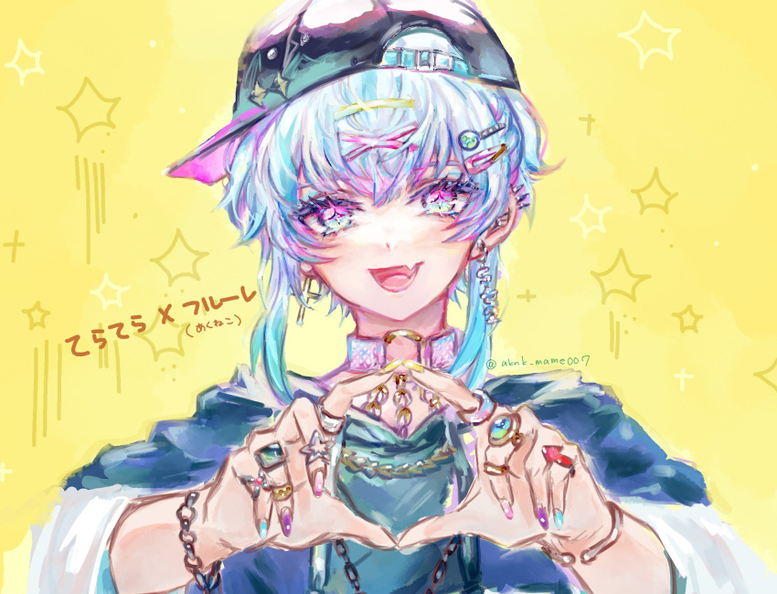 1boy, akuma_shitsuji_to_kuroi_neko, androgynous, backwards_hat, baseball_cap, black_headwear, black_jacket, blue_eyes
