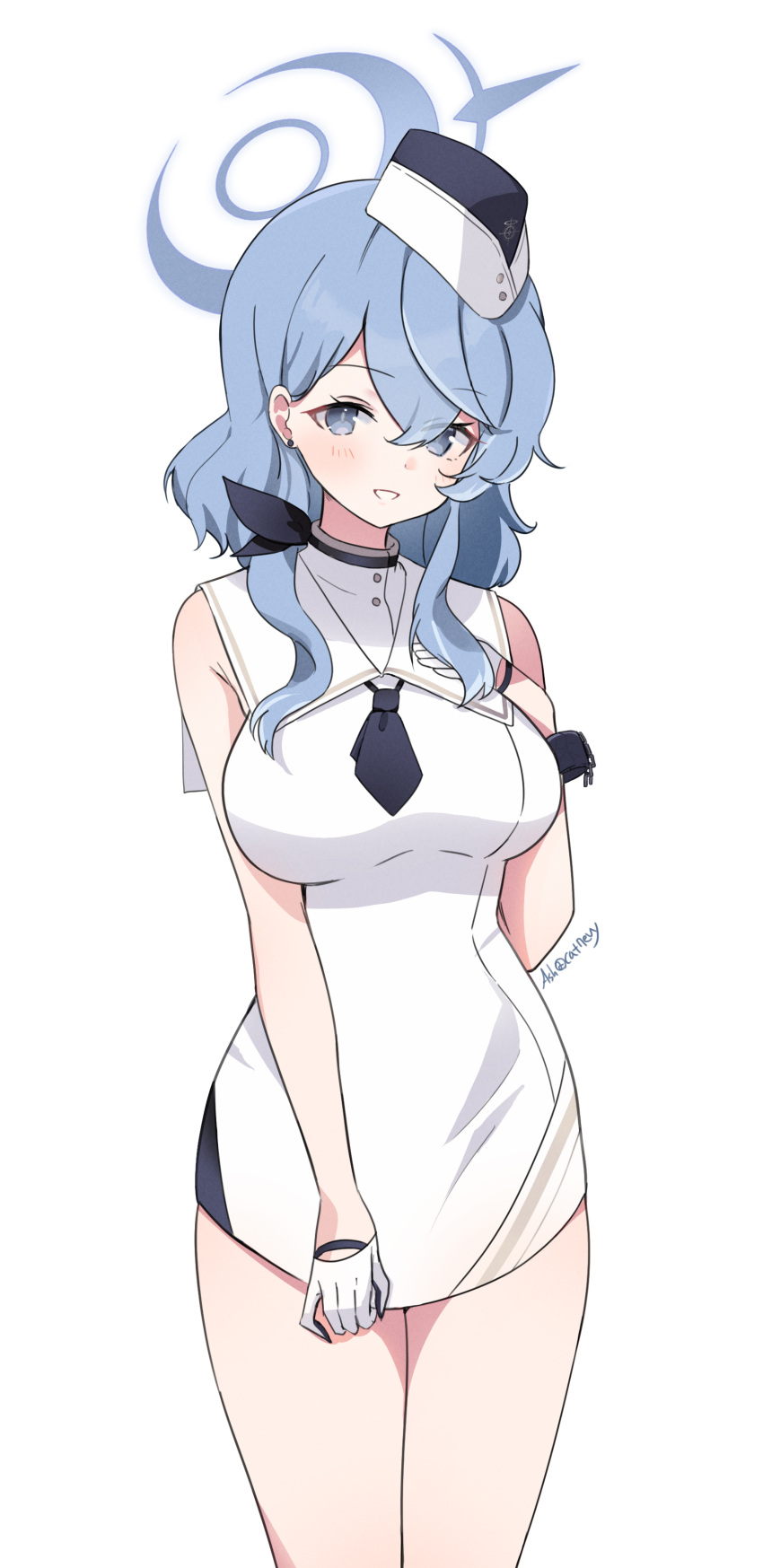 1girl, absurdres, ako_(blue_archive), ash_(cat7evy), bare_shoulders, black_gloves, blue_archive, blue_eyes