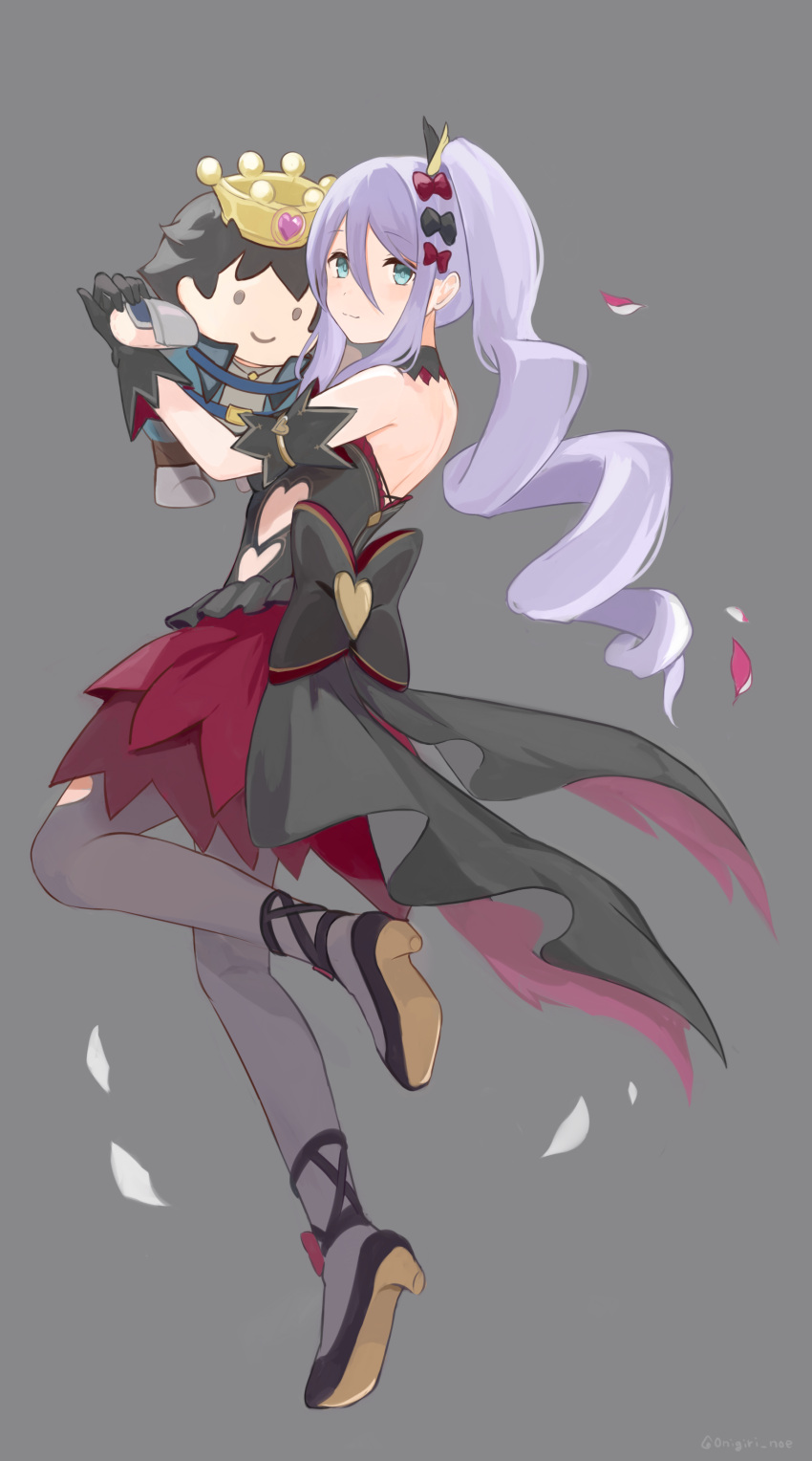 1girl, absurdres, black_bow, black_dress, black_footwear, black_gloves, bow, character_doll
