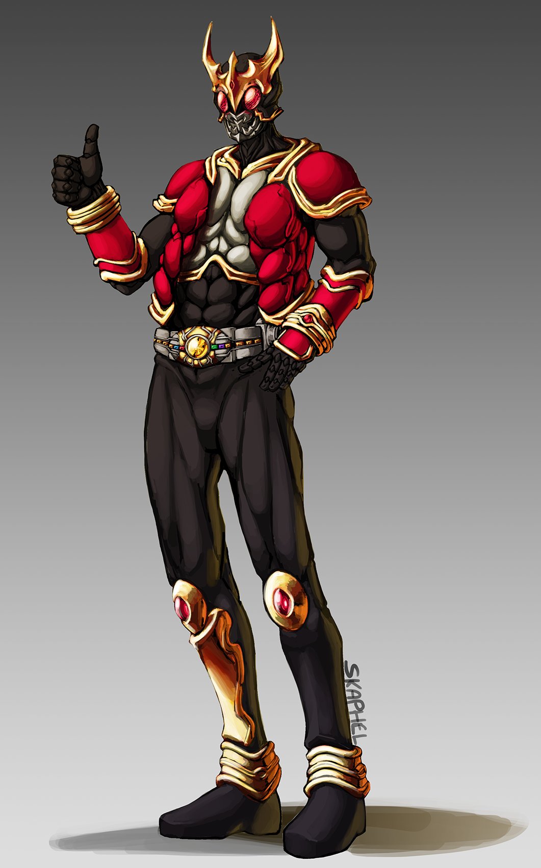 1boy, abs, arcle_(kuuga), armor, artist_name, black_footwear, black_gloves, gloves