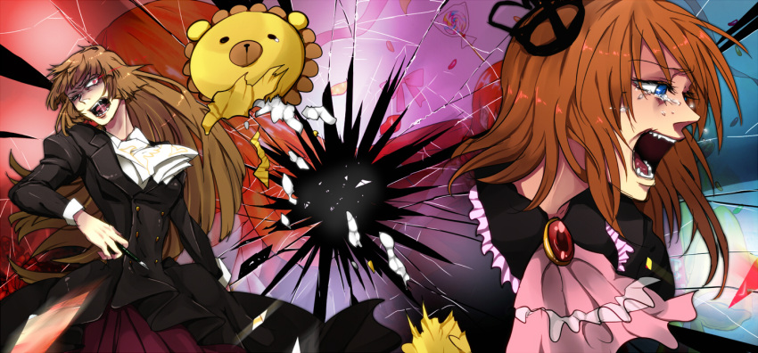 brown_hair, candy, cotton, crown, hime_cut, jelly_bean, jelly_beans, lollipop