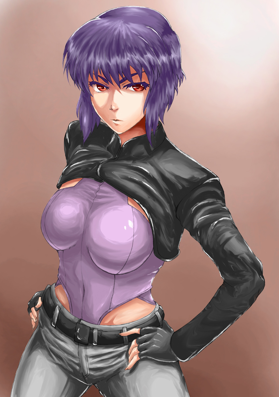 age-zero, breasts, fingerless_gloves, ghost_in_the_shell, ghost_in_the_shell_stand_alone_complex, gloves, hands_on_hips, highres