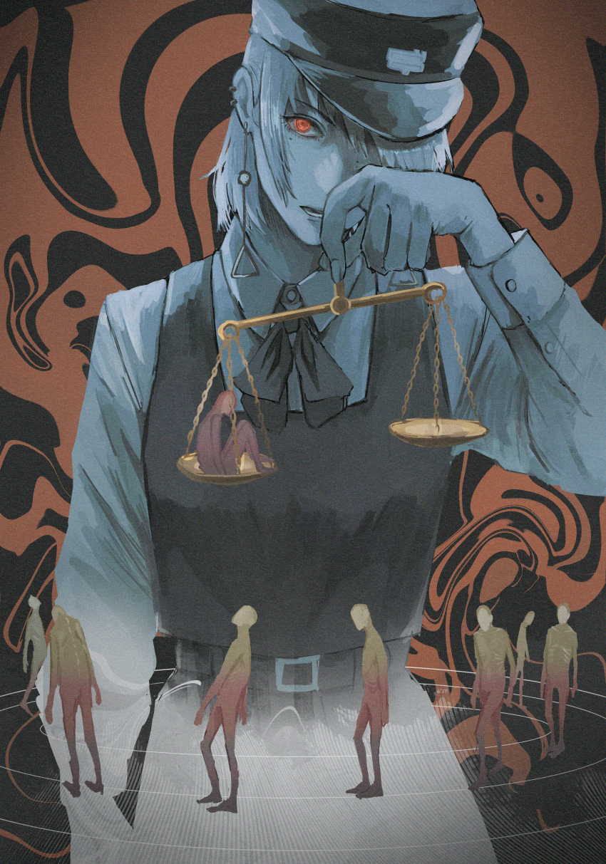 1girl, absurdres, blunt_bangs, chainsaw_man, demon, demon_girl, distortion, dokudokuo
