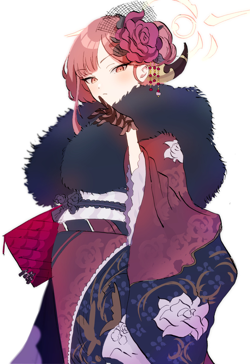 1girl, absurdres, aru_(blue_archive), aru_(new_year)_(blue_archive), bag, bazz000033, black_gloves, blue_archive