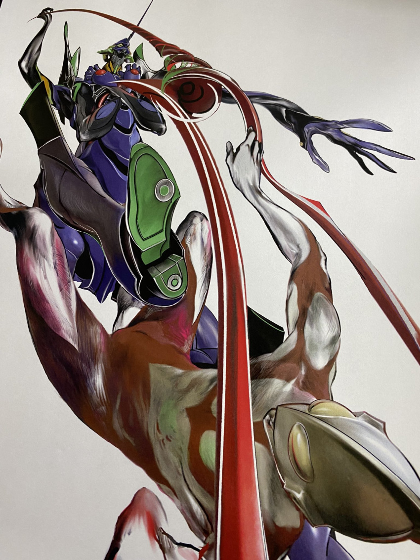alien, bident, crossover, eva_13, evangelion_(mecha), extra_arms, highres, holding