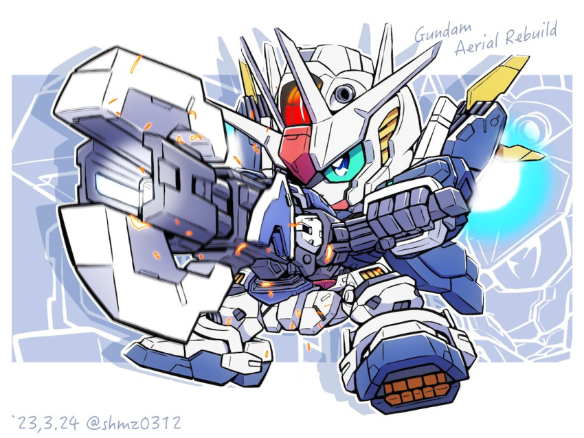 beam_cannon, blue_eyes, character_name, chibi, colored_sclera, commentary, dated, english_text