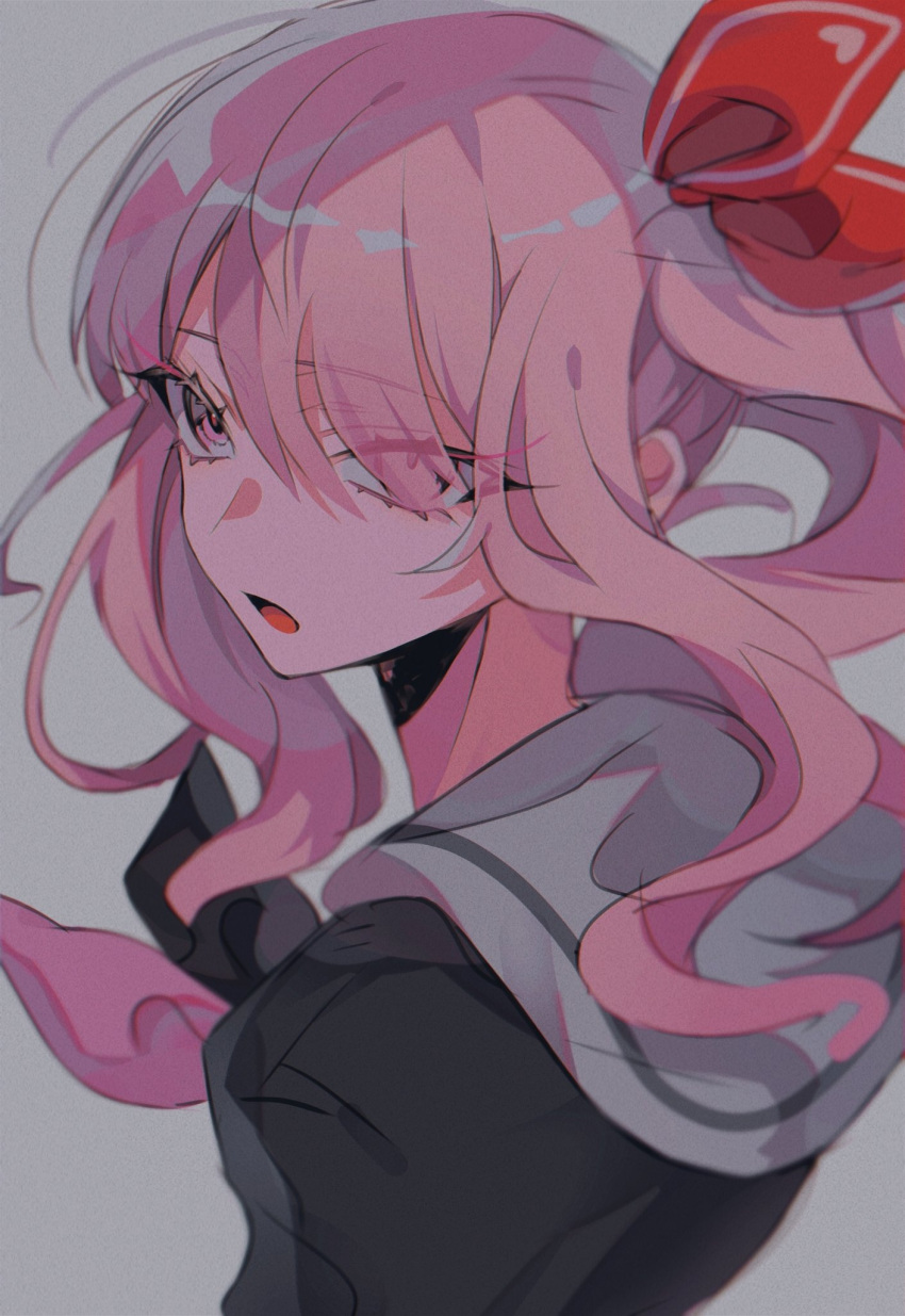 1other, akiyama_mizuki, ambiguous_gender, androgynous, black_shirt, bow, eyelashes, hair_bow
