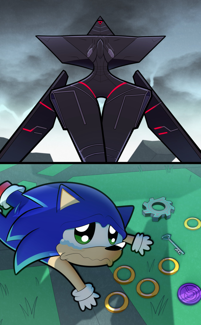 1boy, 1girl, absurdres, apu_spills_his_tendies_(meme), armor, black_armor, crossed_legs, disembodied_limb