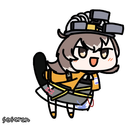 >_<, 1girl, animated, animated_gif, arknights, artist_name, brown_hair, cement_(arknights)