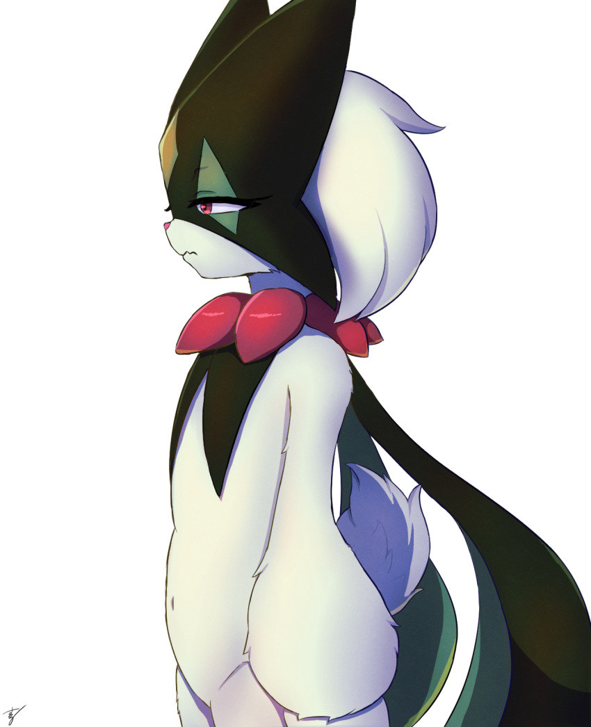 from_side, highres, hunter_suru, meowscarada, no_humans, pokemon, pokemon_(creature), signature
