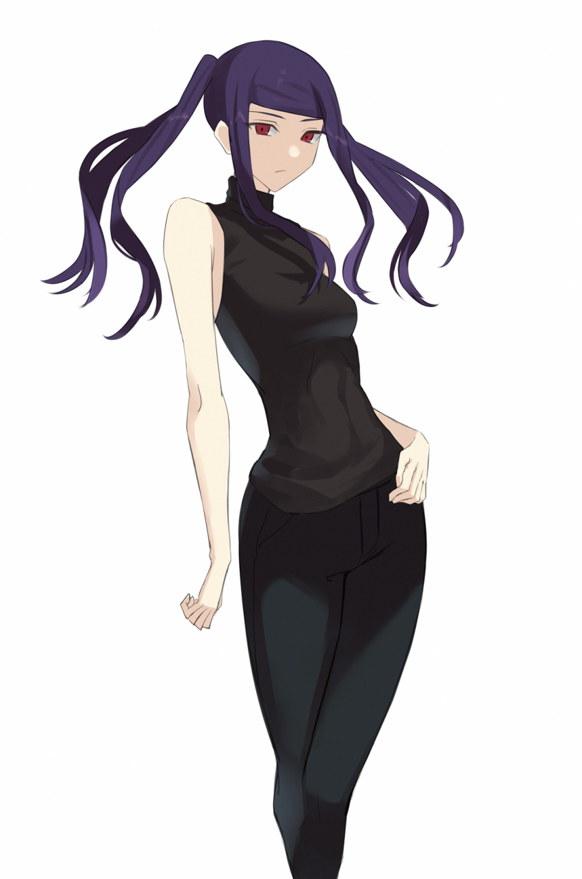 1girl, alternate_costume, asakiri_koko, black_pants, black_shirt, highres, jill_stingray, long_hair