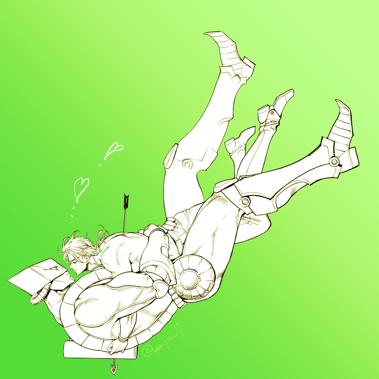 2boys, arrow_(jojo), dio_brando, falling, gradient_background, heart_kneepads, hug, jojo_no_kimyou_na_bouken