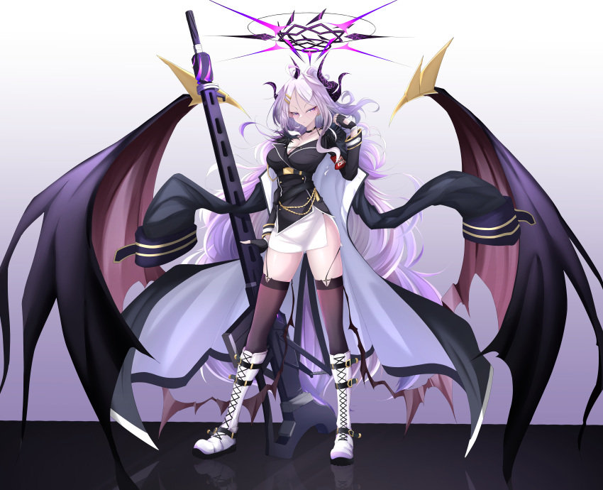 1girl, absurdres, aged_up, ahoge, alternate_costume, armband, black_choker, black_thighhighs