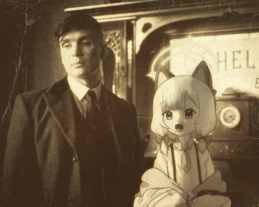 1boy, 1girl, :d, absurdres, animal_ear_headphones, animal_ears, black_eyes, black_hair