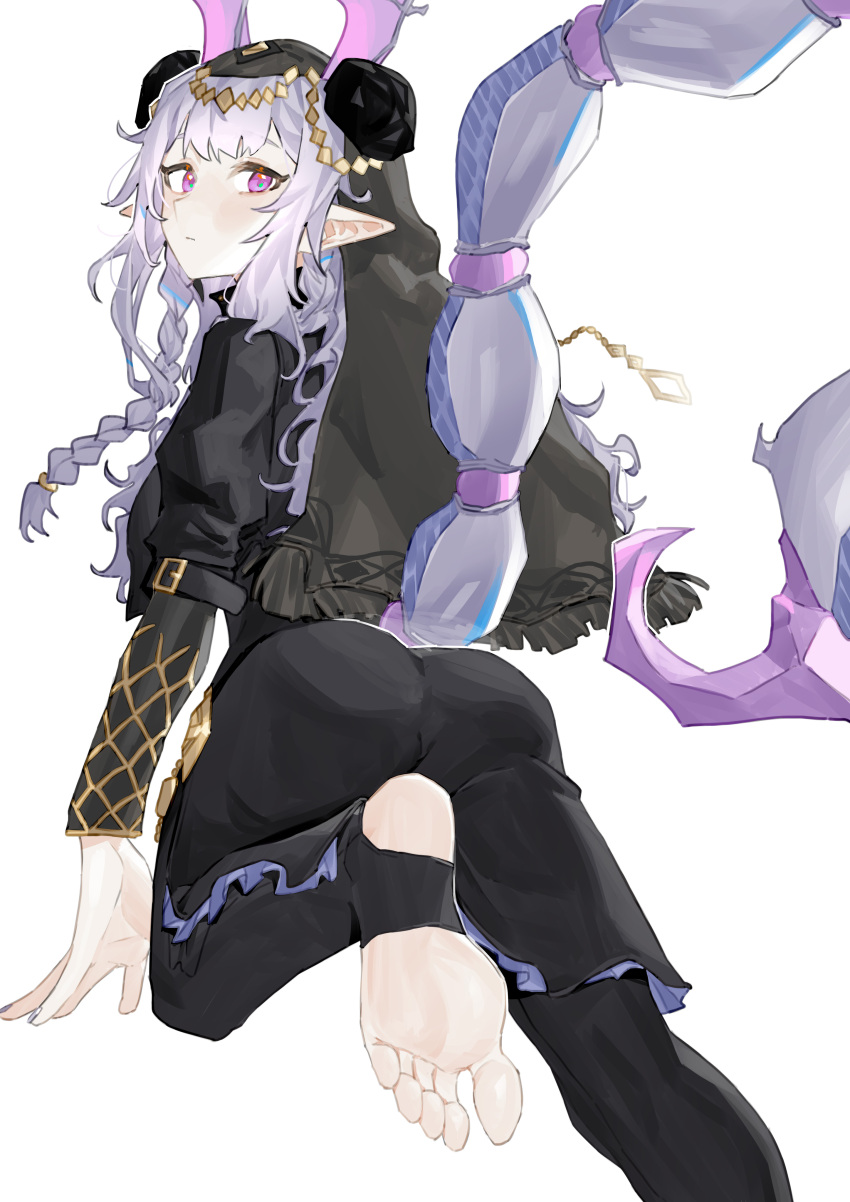 1girl, absurdres, arknights, black_panties, black_shirt, closed_mouth, commentary_request, expressionless