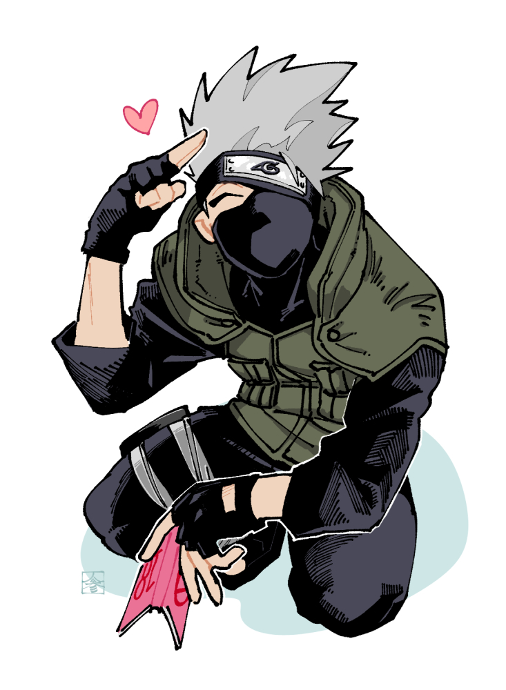 1boy, ^_^, book, carota327, closed_eyes, fingerless_gloves, forehead_protector, gloves