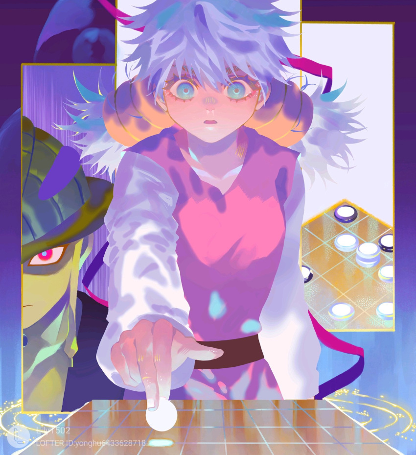 0630np, 1boy, 1girl, blind, board_game, chess, chessboard, colored_skin