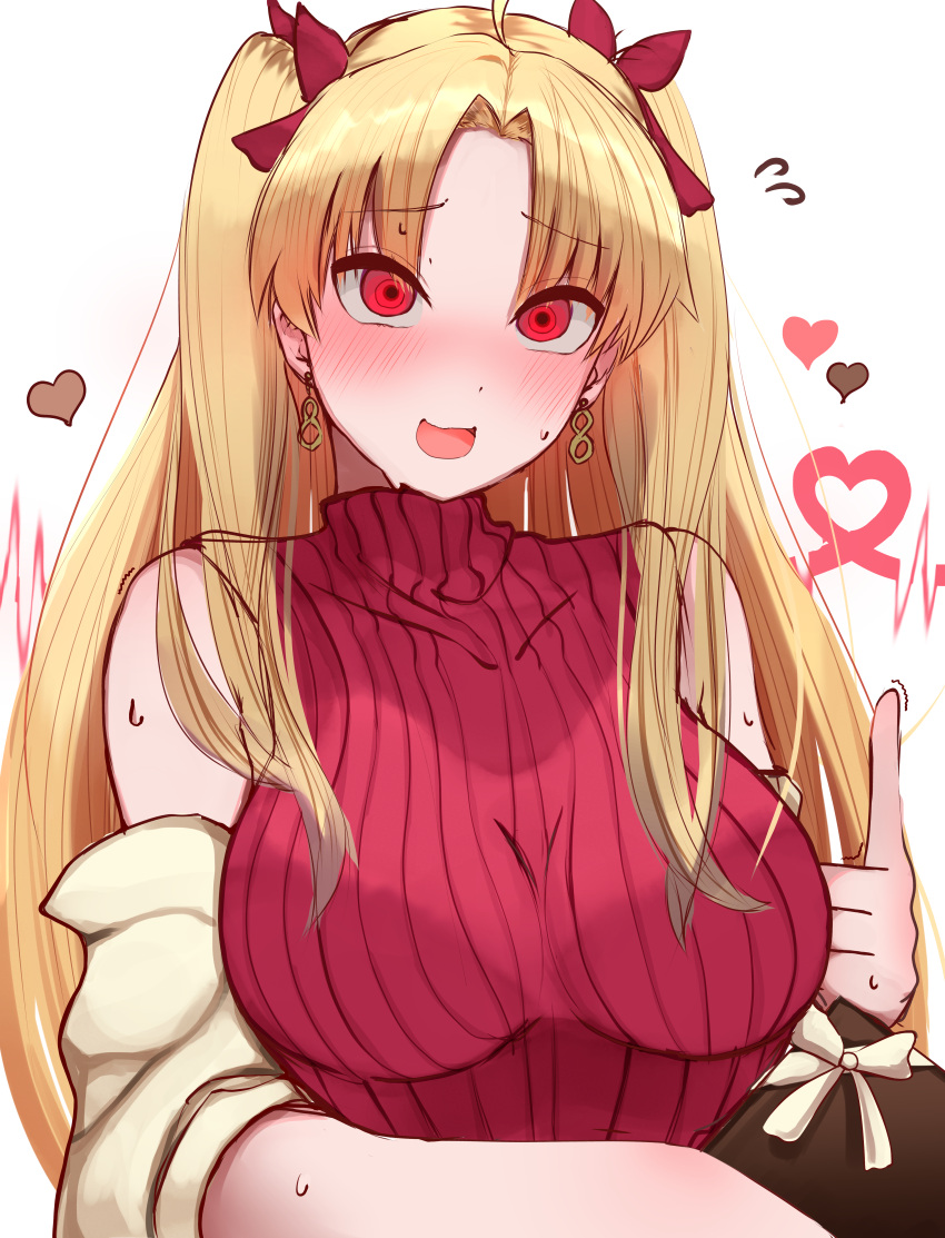 1girl, absurdres, blonde_hair, blush, earrings, ereshkigal_(bitter_sweet)_(fate), ereshkigal_(fate), fate/grand_order