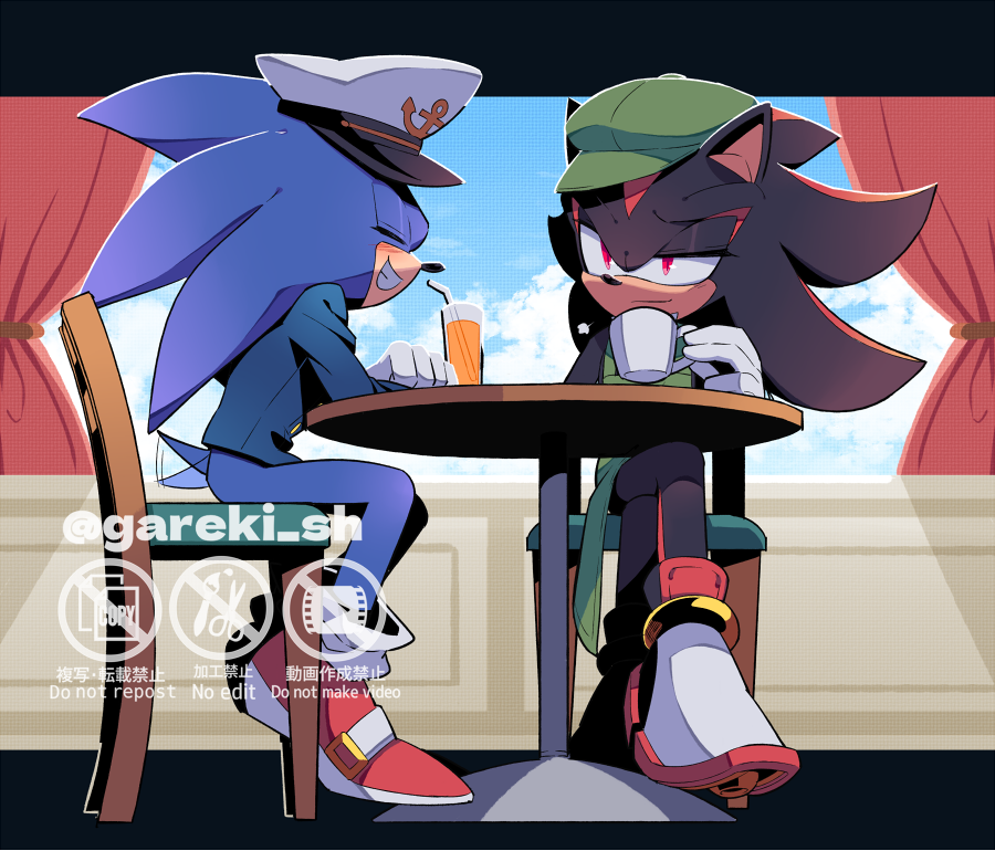 2boys, anchor_symbol, animal_ears, animal_nose, apron, artist_name, black_fur, blue_fur