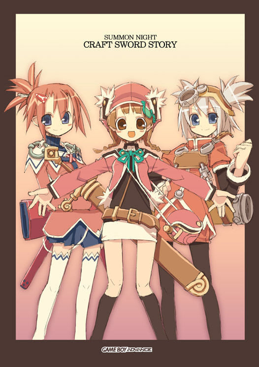 3girls, blue_eyes, braid, brown_eyes, brown_hair, character_request, kadoilasa, long_sleeves