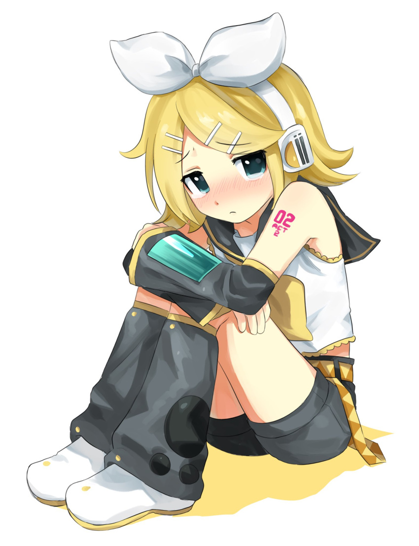 100_(hundredwell), 1girl, arm_tattoo, bare_shoulders, black_serafuku, blonde_hair, blue_eyes, blush