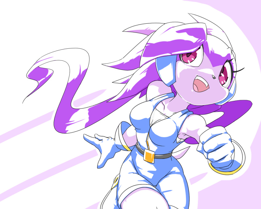 belt, blue_gloves, dragon, freedom_planet, horns, purple_hair, running, sash_lilac