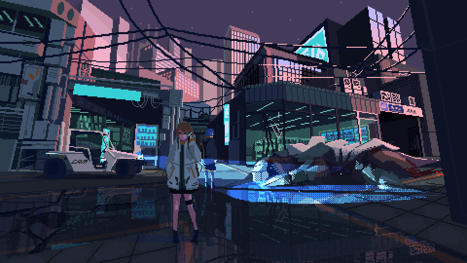 1girl, animated, animated_gif, apo_(rairaru20001), black_skirt, brown_hair, jacket, long_hair