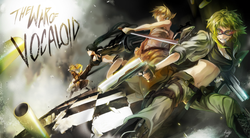 bitcheckered, black_rock_shooter, black_rock_shooter_(character), blonde_hair, bokura_no_16bit_warz_(vocaloid), checkered, checkered_floor, cigarette