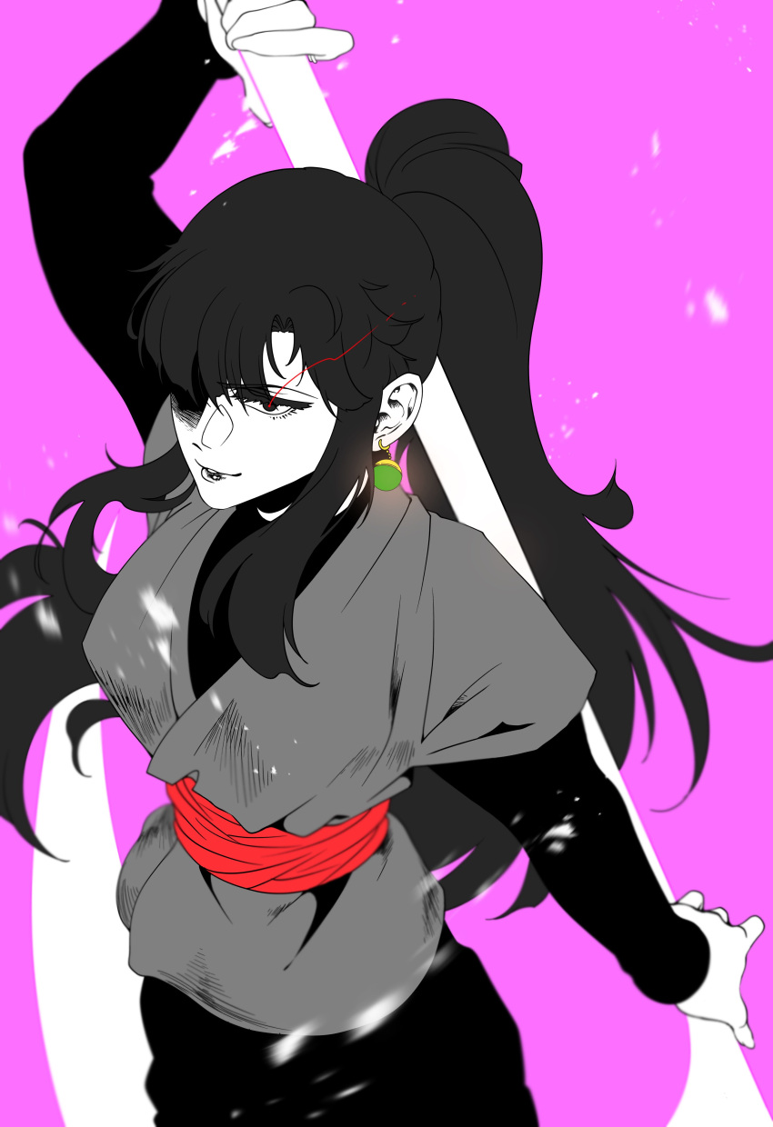 1girl, absurdres, alternate_costume, black_hair, chi-chi_(dragon_ball), clinrollmuri, dragon_ball, dragon_ball_super