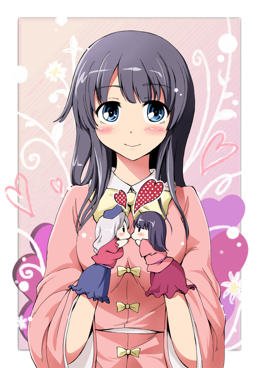 blue_eyes, blush, fuyutarou, hand_puppet, heart, highres, houraisan_kaguya, long_hair