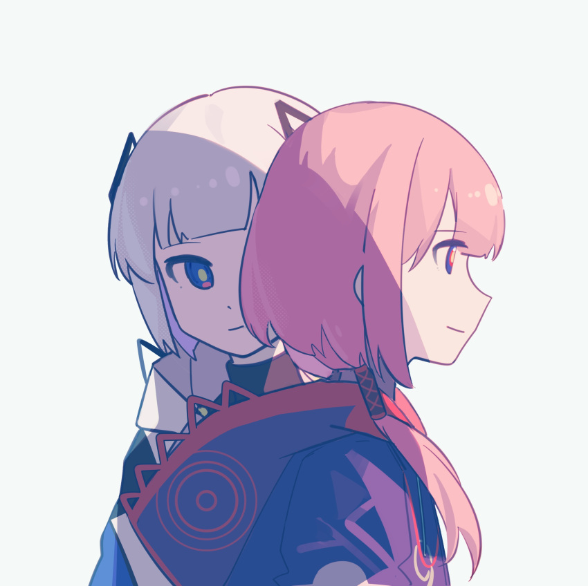 2girls, absurdres, black_shirt, blue_eyes, blue_jacket, blunt_bangs, cevio, closed_mouth