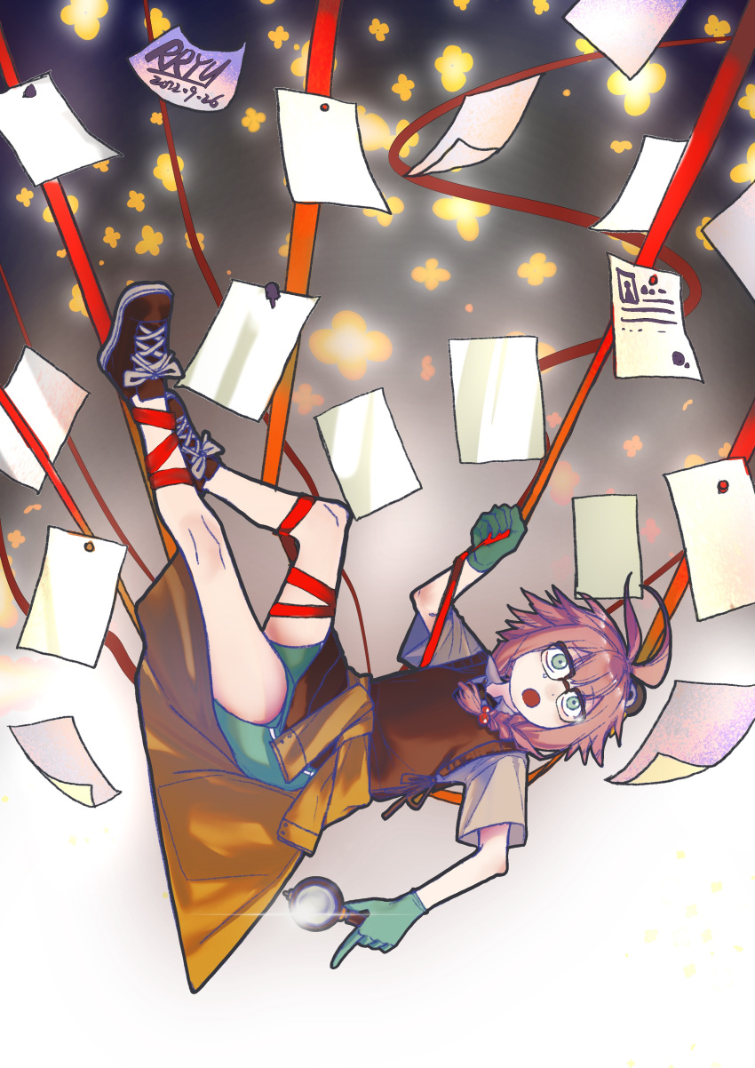 1girl, absurdres, arknights, artist_name, brown_footwear, brown_vest, commentary_request, dated