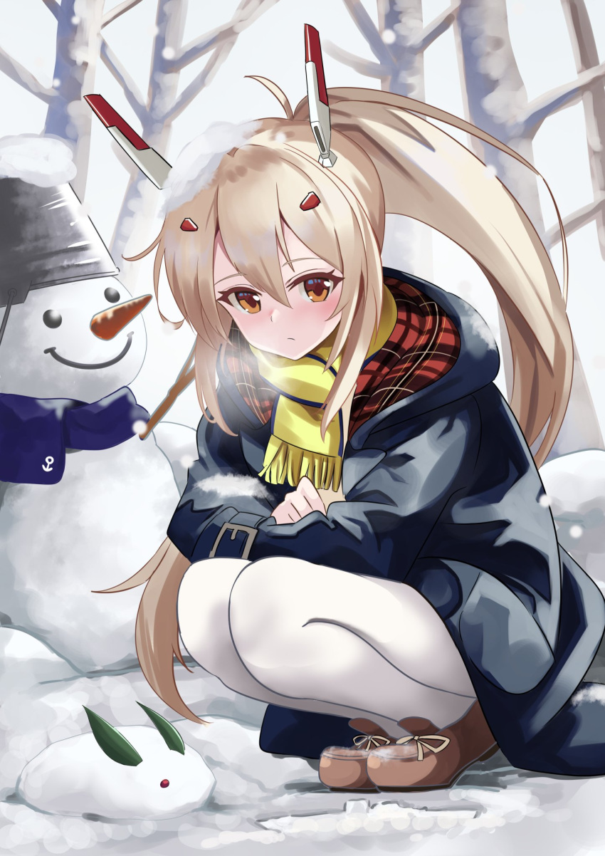 1girl, alternate_costume, ayanami_(azur_lane), azur_lane, black_coat, blurry, coat, commentary_request