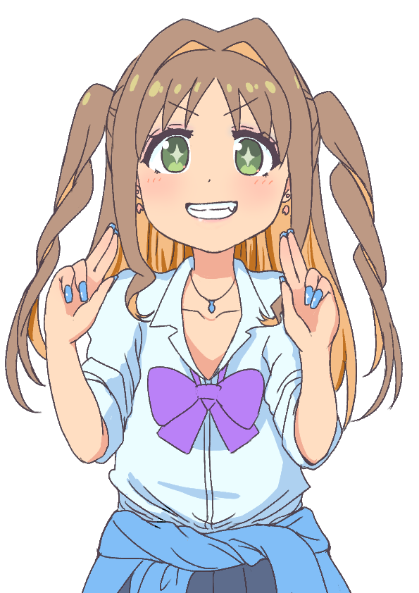 +_+, 1girl, alternate_costume, alternate_hair_length, alternate_hairstyle, blue_nails, bow, bowtie