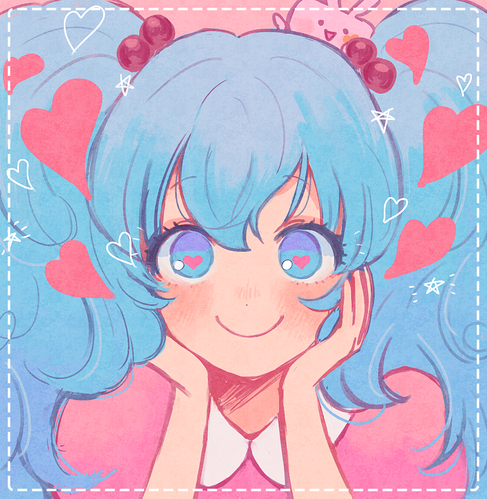 blue_eyes, blue_hair, blush, collar, collared_dress, dot_nose, dress, eyelashes