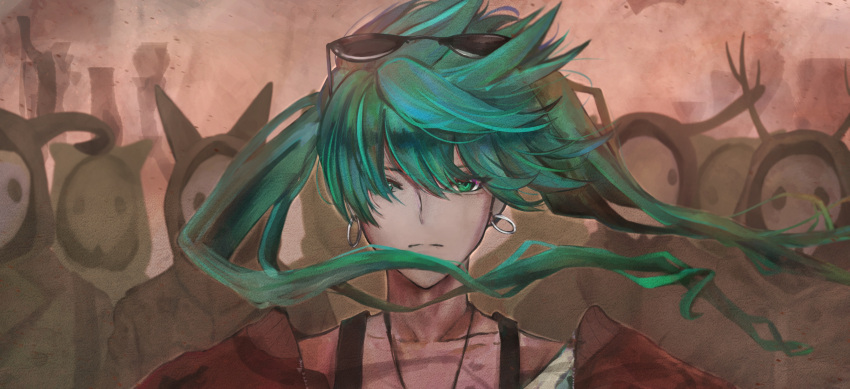 1girl, 6+others, absurdres, aqua_eyes, aqua_hair, closed_mouth, collarbone, commentary_request