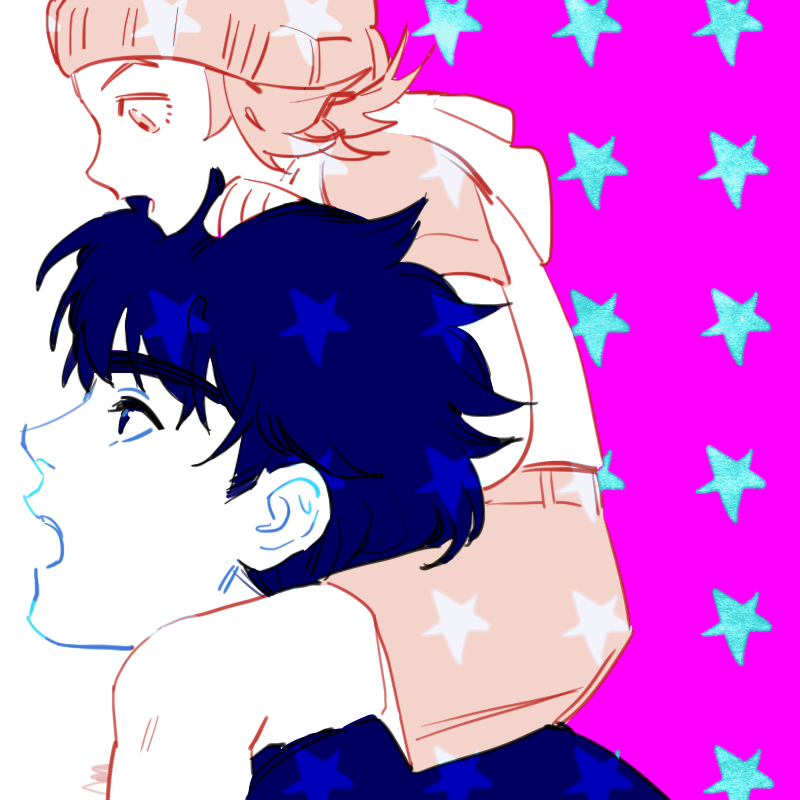 2boys, beanie, carrying, child, hat, hood, hoodie, johnny_joestar