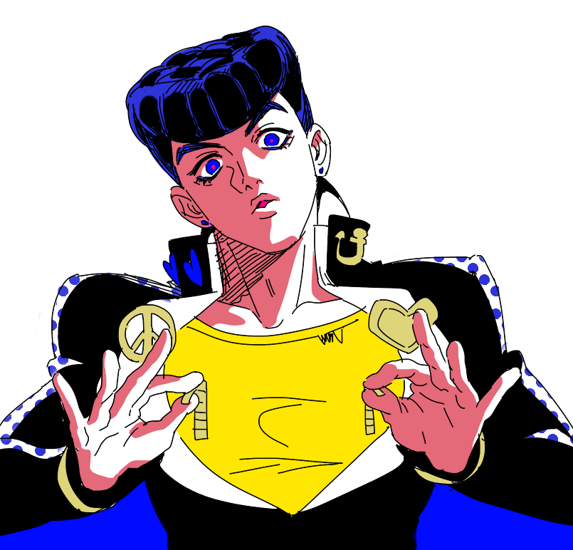 1boy, black_hair, blue_eyes, diamond_wa_kudakenai, earrings, gakuran, halftone, higashikata_josuke