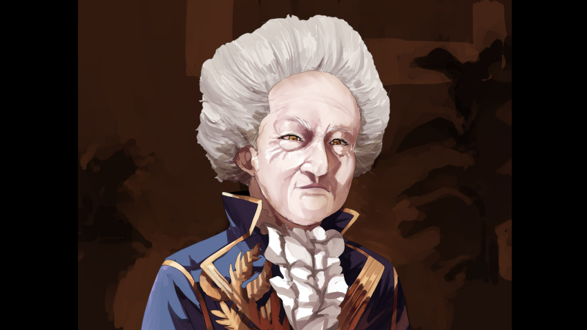 1boy, ascot, blue_coat, brown_eyes, closed_mouth, coat, commentary_request, embroidered_coat