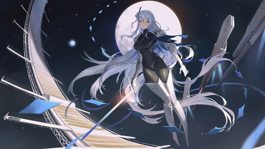 1girl, arm_guards, black_bodysuit, bodysuit, boots, breasts, guihuo_inferno, highres