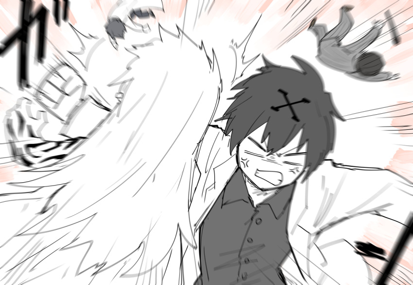 4boys, abel_(project_moon), abram_(project_moon), adam_(project_moon), anger_vein, ayin_(project_moon), black_hair, black_shirt