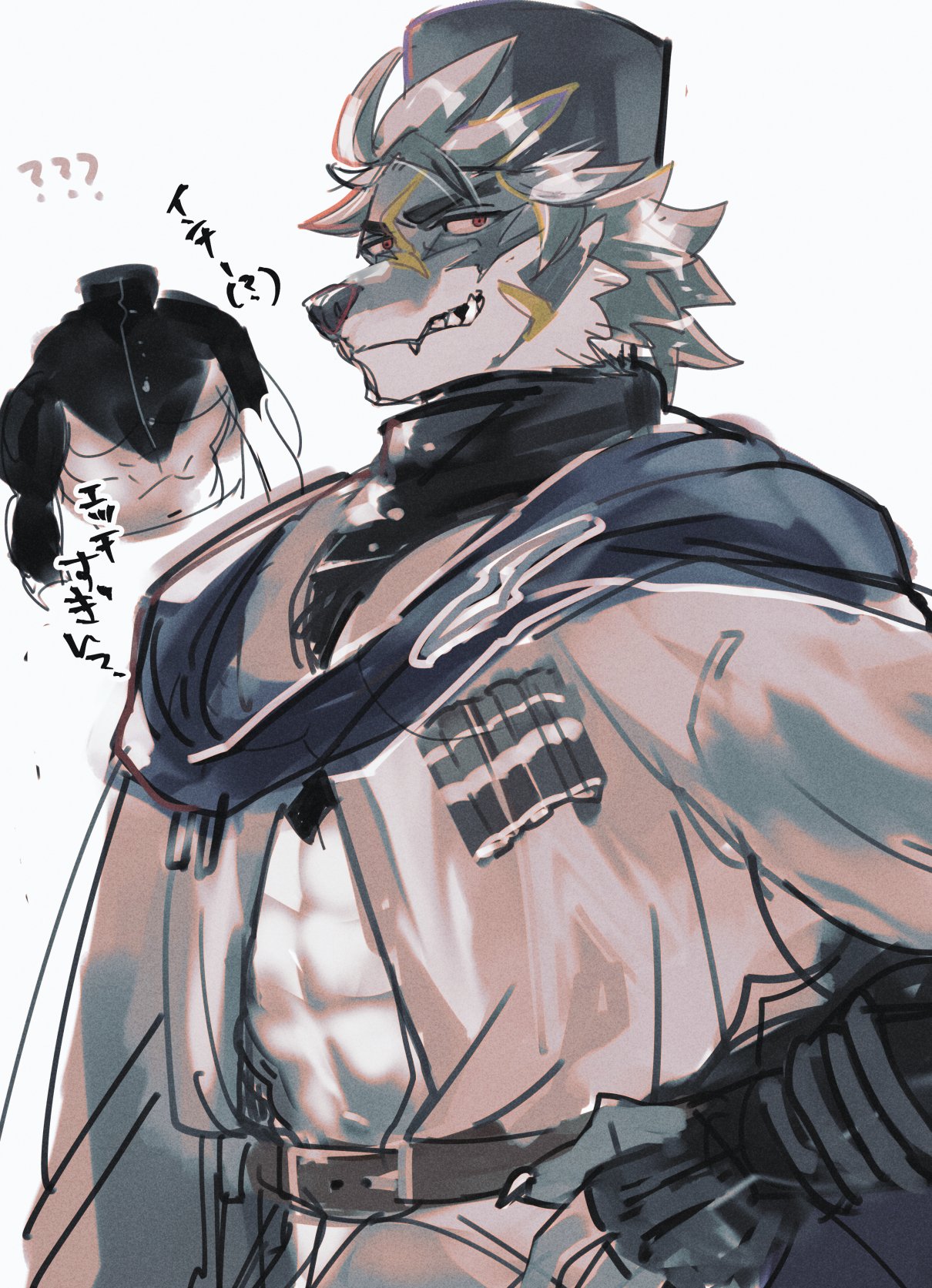 abs, furry, furry_male, game_charachter, highres, ohayashi55, q'ursha_(housamo), tokyo_afterschool_summoners, twitter