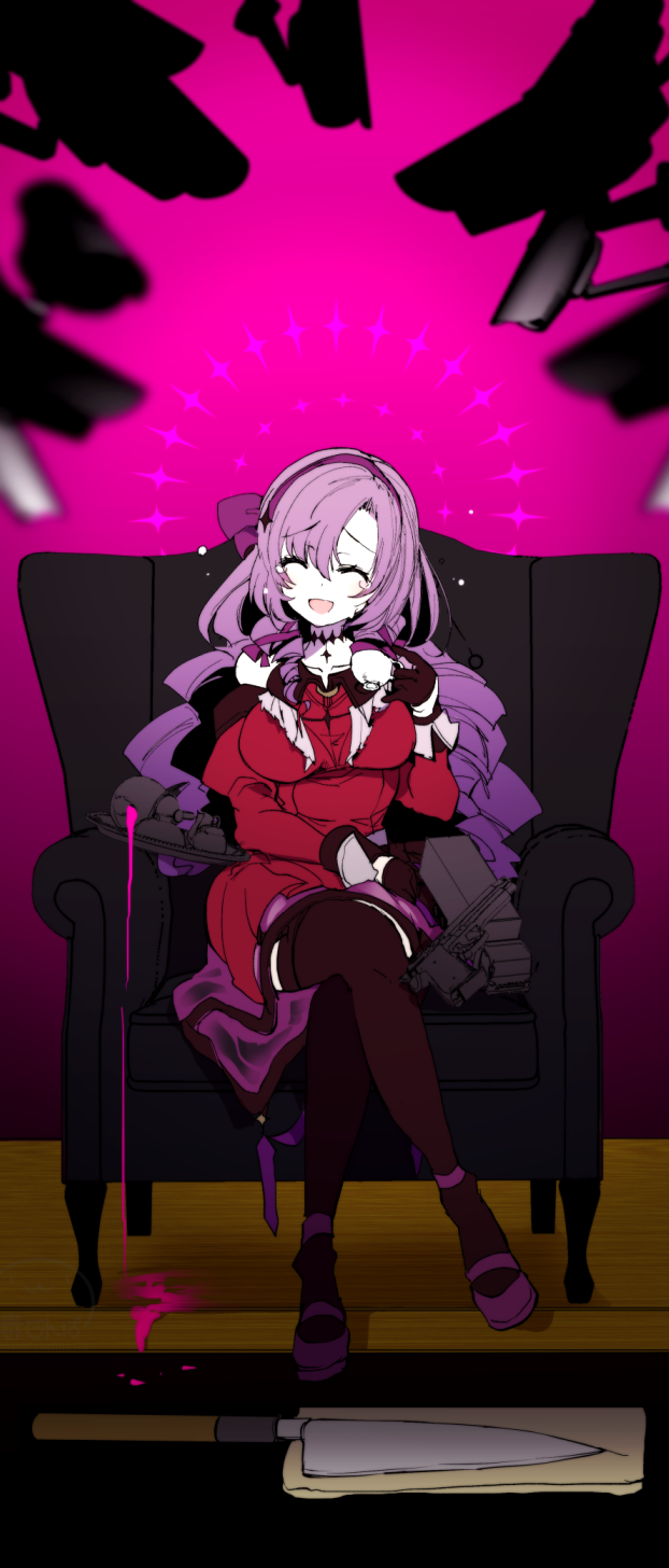 1girl, black_thighhighs, breasts, chair, closed_eyes, crossed_legs, crying, cup