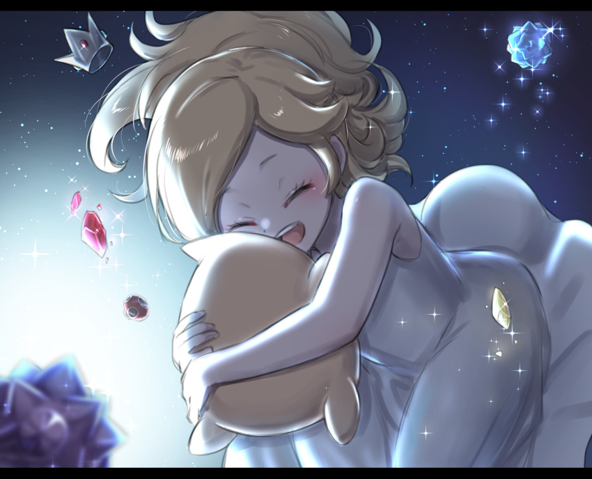 1girl, aged_down, bare_shoulders, blonde_hair, closed_eyes, crown, dress, eyelashes