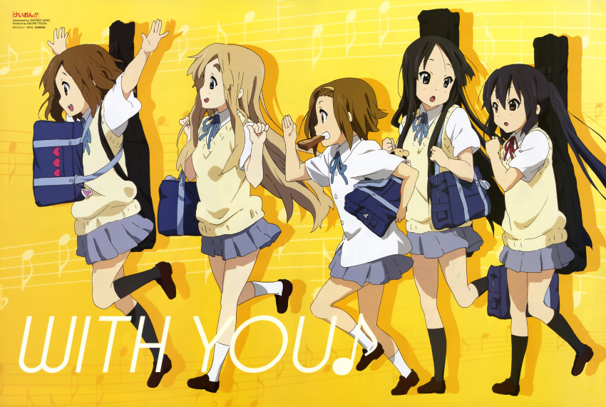 absurdres, akiyama_mio, black_eyes, black_hair, blonde_hair, blue_eyes, brown_eyes, brown_hair