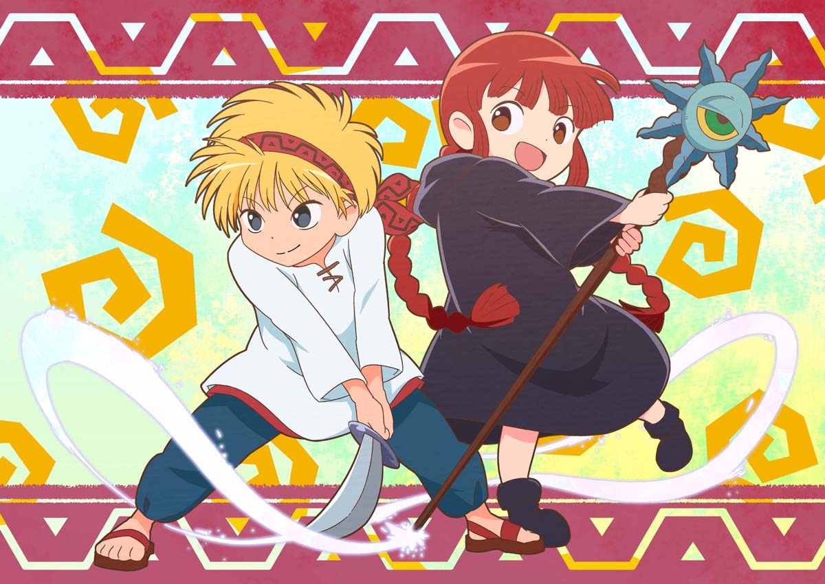 1boy, 1girl, black_dress, blonde_hair, blue_eyes, braid, brown_eyes, commentary_request