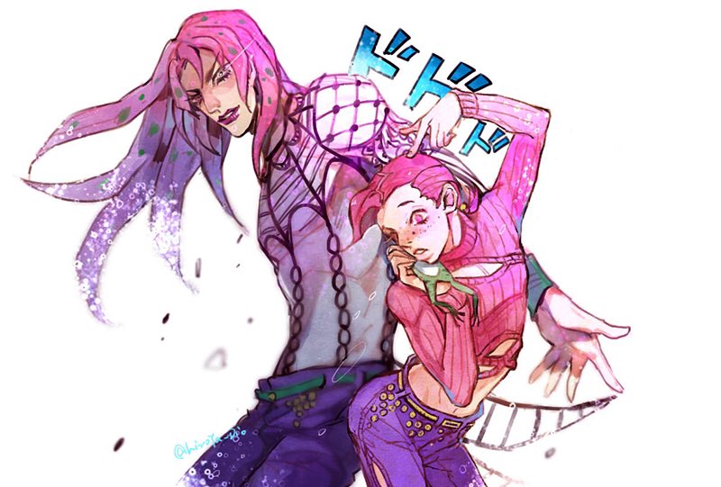 2boys, crop_top, diavolo, dodododo, fishnet_top, fishnets, freckles, frog