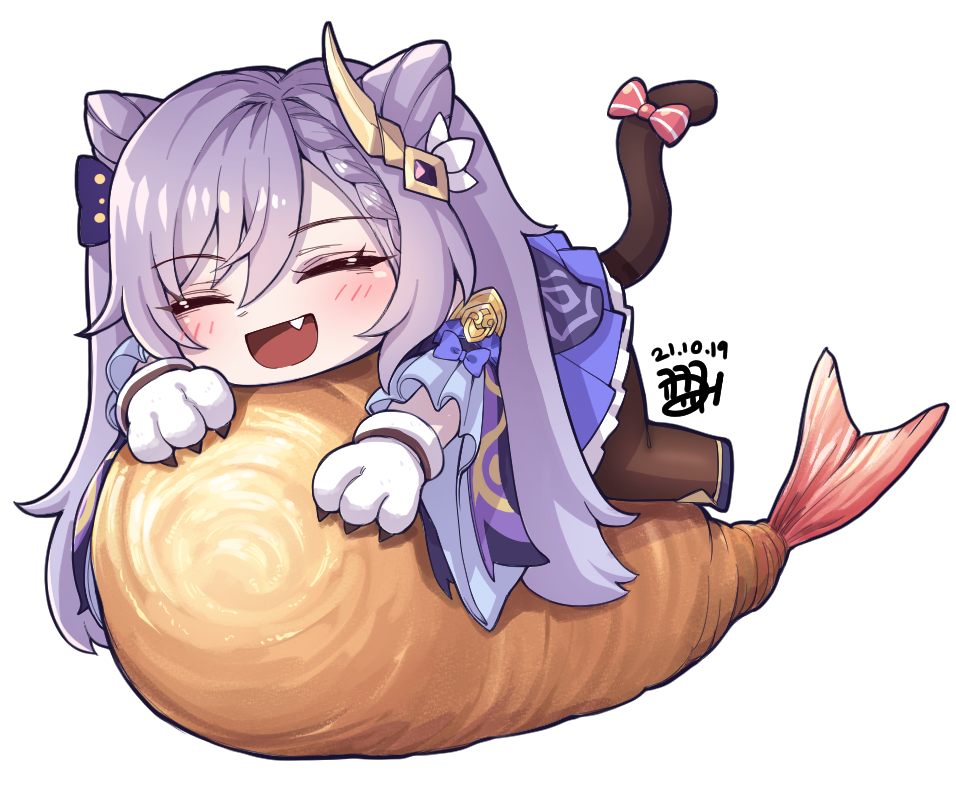 1girl, :d, ^_^, animal_hands, cat_tail, chibi, claws, closed_eyes