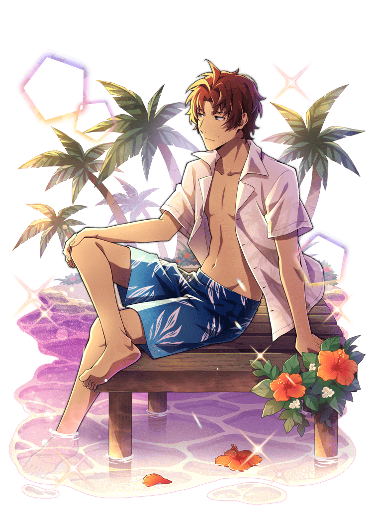1boy, ahoge, bad_source, blue_eyes, bungou_stray_dogs, facial_hair, fingernails, flower